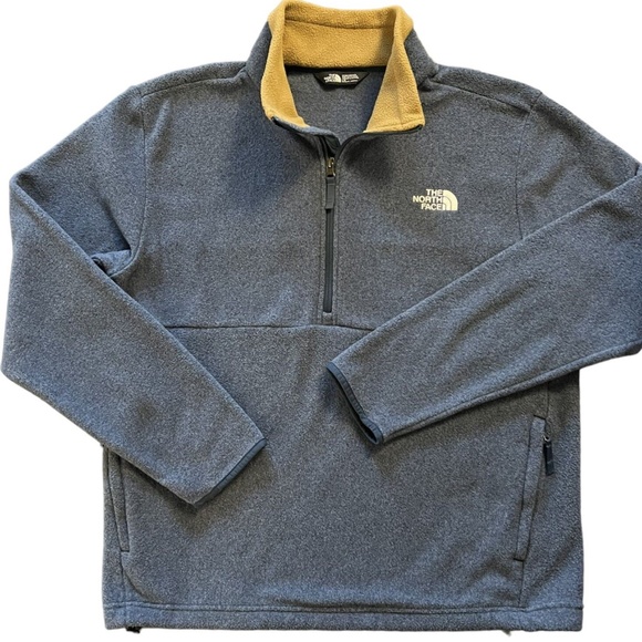 The North Face Other - The North Face Fuzzy Fleece 1/4 Zip Pullover Jacket Men's L Pockets Blue/Tan